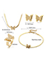 Fashion Butterfly Titanium Steel Butterfly Flat Snake Bone Necklace Stud Earrings Ring Bracelet Set