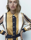 Fashion Yellow Striped Belted Lapel Breasted Dress