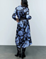 Fashion Color Polyester Print Lapel Dress