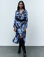Fashion Color Polyester Print Lapel Dress