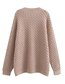 Fashion Khaki Polyester V-neck Knit Sweater