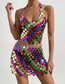 Fashion Colorful Top Multicolored Sequin Colorblock Camisole