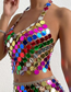 Fashion Colorful Skirt Colorful Sequin Colorblock Skirt