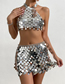 Fashion Silver Skirt Geometric Sequin Skirt