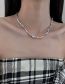 Fashion Necklace - Silver Irregularly Pleated Twist Necklace