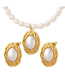 Fashion Gold Necklace-35+7cm Faux Pearl Beaded Oval Stud Earrings