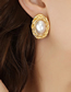 Fashion Gold Necklace-35+7cm Faux Pearl Beaded Oval Stud Earrings