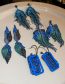 Fashion Blue (fan Shape) Metal Diamond Tassel Drop Earrings