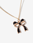 Fashion Gold Alloy Drop Oil Bow Necklace