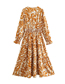 Fashion Orange Woven Print V-neck Dress