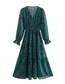 Fashion Green Chiffon Print Dress
