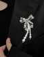 Fashion Silver Metal Pearl Fringe Bow Brooch
