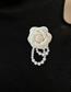 Fashion Black Alloy Pearl Tassel Camellia Brooch
