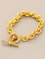 Fashion Gold Solid Copper Geometric Chain And Diamond Ot Buckle Bracelet