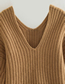 Fashion Khaki V-neck Pullover Knitted Sweater