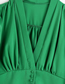 Fashion Green Polyester V-neck Puff Sleeve Top