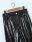 Fashion Black Polyester Shiny Straight Trousers