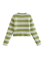 Fashion Green Striped Button-down Sweater Knitted Cardigan