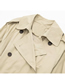 Fashion Khaki Polyester Double-breasted Belted Jacket