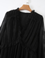 Fashion Black Layered Jacquard V-neck Dress