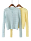 Fashion Yellow Twist Knit Single Breasted Cardigan