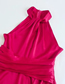 Fashion Rose Red Polyester Halterneck Swing Dress