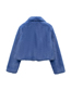 Fashion Blue Polyester Plush Lapel Jacket