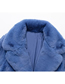 Fashion Blue Polyester Plush Lapel Jacket
