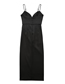 Fashion Black V-neck Pleated Slip Dress