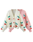 Fashion White Cherry-embroidered Button-up Jacket