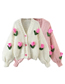 Fashion Pink Tulip Embroidered Button-down Cardigan Jacket