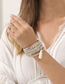 Fashion Creamy-white Leather And Diamond Geometric Fringed Owl Layered Bracelet