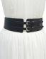 Fashion Black Faux Leather Double Pin Buckle Girdle