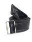 Fashion Black Faux Leather Stitched Pin Buckle Wide Belt