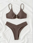 Fashion Brown Polyester Ring Split Swimsuit