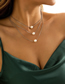 Fashion #1 Gold Solid Copper Geometric Pearl Multilayer Necklace