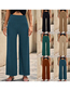 Fashion Green Polyester Wide-leg Straight-leg Trousers