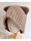 Fashion Beige Cat Ears Wool Knitted Hood