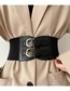 Fashion Black Faux Leather Double Pin Buckle Wide Belt