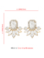 Fashion Gold + White Diamond Alloy Square Diamond Geometric Stud Earrings