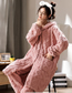 Fashion Pink Cut Flower Bear Flannel Fleece Bear Split Pajamas