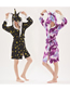 Fashion Canxing Dancing Pegasus Bathrobe-2 Flannel Print Lace-up Bathrobe