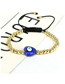 Fashion 1# Copper Gold Plated Beaded Heart Painted Eye Bracelet