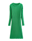 Fashion Green Solid Crew Neck Rib Knit Dress