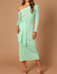Fashion Apricot Solid Color Pit Strip Slanted Shoulder Lace-up Dress