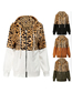 Fashion White Leopard-painted Stand Collar Hooded Jacket  Flannel