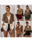 Fashion Khaki Leopard-painted Stand Collar Hooded Jacket  Flannel