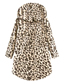 Fashion White Leopard Print Cashmere Breasted Hooded Curved Hem Coat  Cashmere