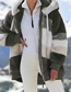 Fashion Khaki Plush Multicolor Hooded Jacket  Polyester Fiber %28polyester%29