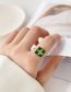 Fashion Green Titanium Steel Drip Oil Cross Flower Square Ring  Stainless Steel